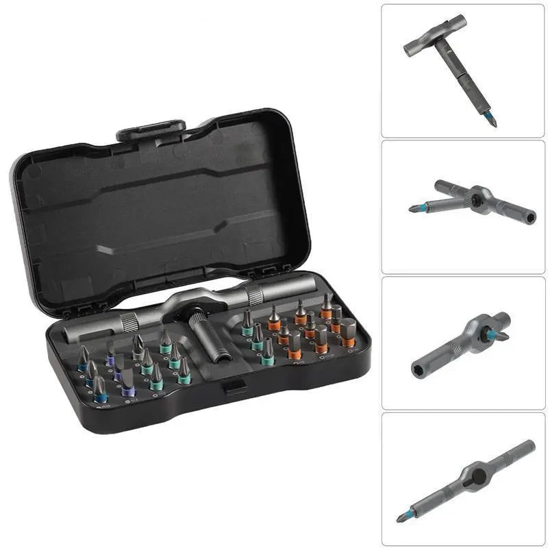 SEESE Ratchet Magetic Screwdriver Set, S2 Steel Precision Screwdriver Set - Removable Self Assembly Screwdriver Kit for Furniture Assembly and Repair - Gift for Diyer Toolupgrade