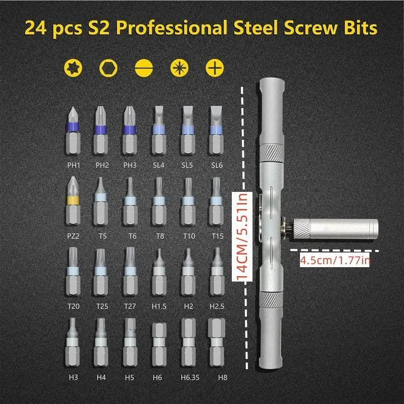 SEESE Ratchet Magetic Screwdriver Set, S2 Steel Precision Screwdriver Set - Removable Self Assembly Screwdriver Kit for Furniture Assembly and Repair - Gift for Diyer Toolupgrade