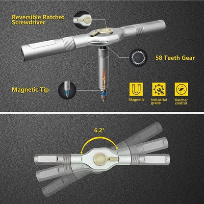 SEESE Ratchet Magetic Screwdriver Set, S2 Steel Precision Screwdriver Set - Removable Self Assembly Screwdriver Kit for Furniture Assembly and Repair - Gift for Diyer Toolupgrade