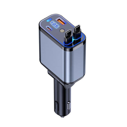 TrendNook 120W Retractable Car Charger – Digital Display, Ultra-Fast Charging, USB-C & Apple Compatible, iPhone & Android