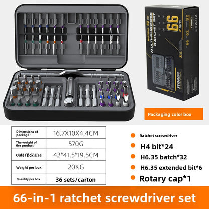 Multi-Function Ratchet Screwdriver Set with S2 Steel Bits