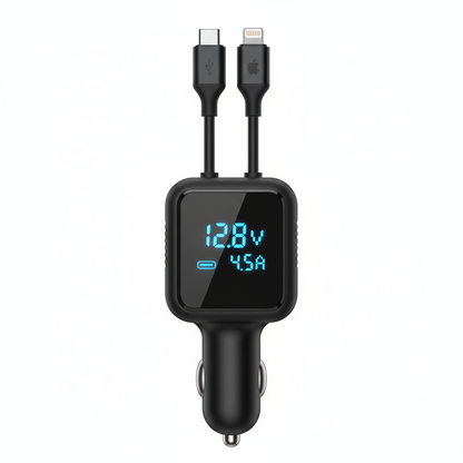 TrendNook 120W Retractable Car Charger white background product photo